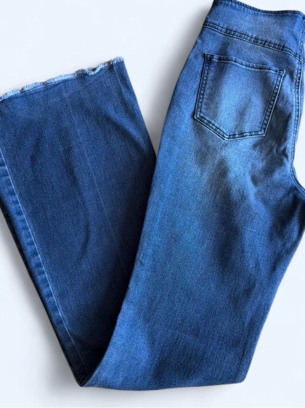 Knox Rose stone washed flare denim jeans with fringed hem Size small.